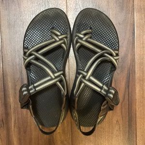 Brown double strap chacos